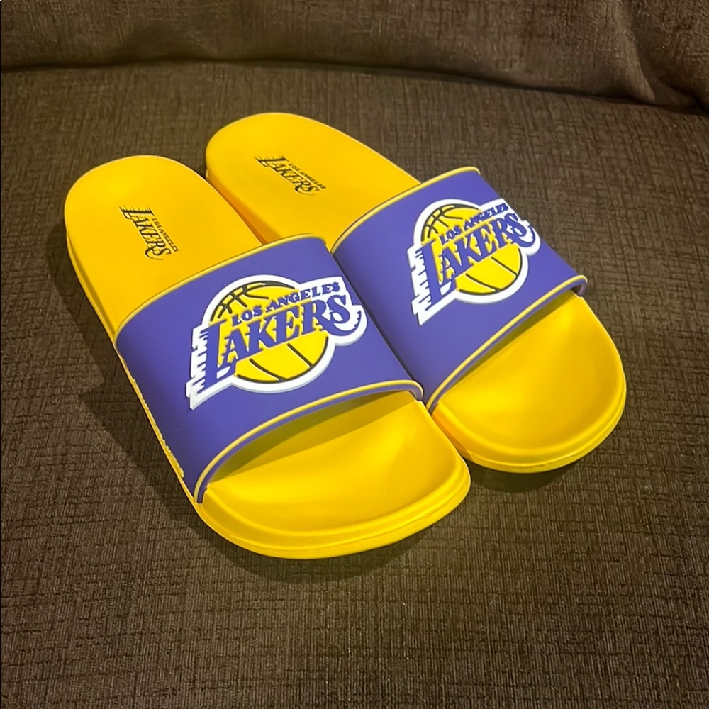 Yellow and Purple Slide Sandals